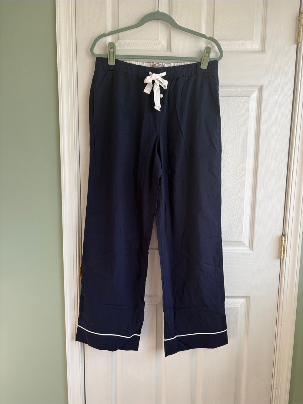 J. Crew Navy Poplin Pajama Set with White Trim - Picture 3 of 8